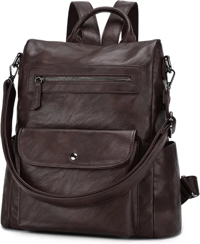 Vista 10 de VONXURY - Mochila para mujer, bolso de hombro de viaje de piel sintética antirrobo para mujer, bolso grande