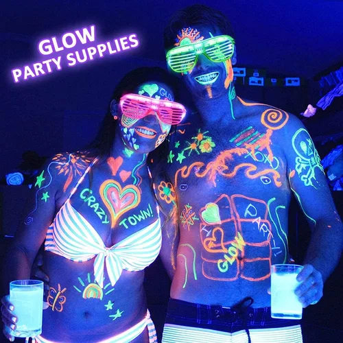 Vista 6 de Paquete de 30 lentes LED que brillan en la oscuridad, suministros de fiesta, lentes de palo brillante, gafas de fiesta para adultos y niños