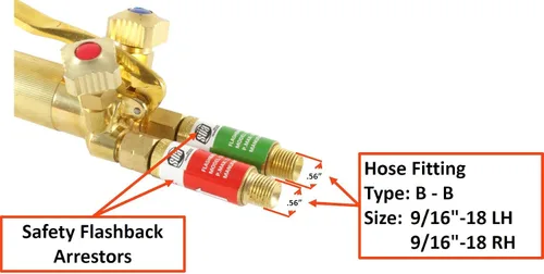 Vista 5 de SÜA Antorcha de corte recto resistente de 25 pulgadas con cabezal de 90° + reguladores + punta + pararrayos + manguera de 25 pies - compatible