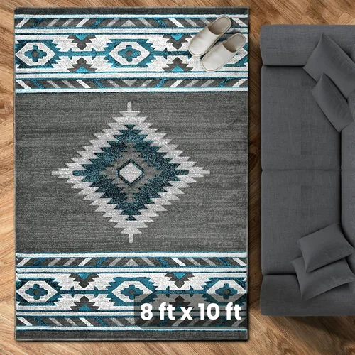 Vista 32 de YHSF South West - alfombra nativa americana del suroeste, fácil de limpiar, gruesa, suave y duradera, alfombra tribal inspirada en indios americanos