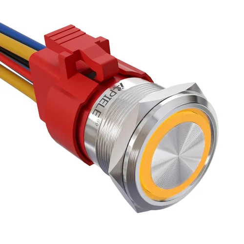 Vista 19 de APIELE Interruptor de Botón Pulsador con Pestillo de 10 Amperios 22mm 12V Ojo de Ángel LED Impermeable Aleación de Aluminio Redondo Autobloqueante