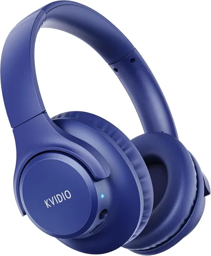 Vista 12 de KVIDIO Auriculares Bluetooth sobre la oreja, 65 horas de reproducción, inalámbricos con micrófono, auriculares ligeros plegables de baja latencia