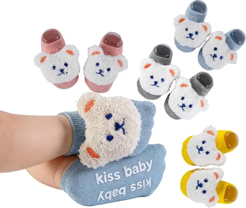 Vista 17 de Calcetines de algodón con agarre antideslizante para bebés, bebés, niñas, regalos para niñas