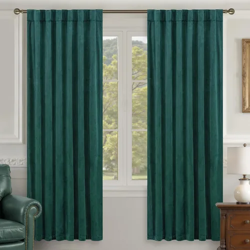 Vista 23 de LAMIT - Paneles de terciopelo beige para sala de estar de 72 pulgadas de largo, elegantes cortinas aisladas térmicamente e insonorizadas