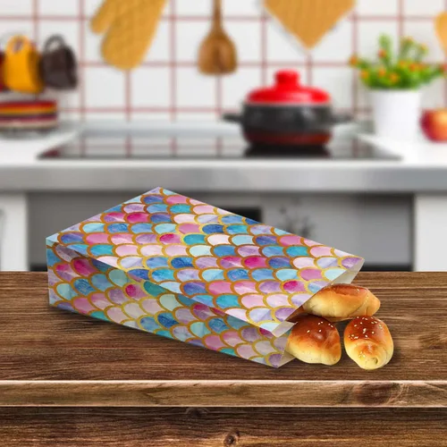 Vista 4 de GELYIJIX Pequeñas bolsas de regalo de papel, bonitas bolsas de regalo a granel para mujeres, hombres, fiestas, vacaciones, escamas de sirena