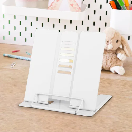Vista 14 de Honagu Soporte de metal para libros de escritorio, soporte ajustable para libros, manos libres para leer, soporte para documentos, soporte