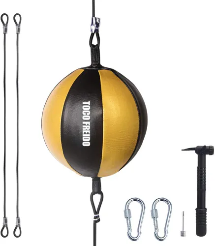 Vista 9 de TOCO FREIDO Bola de boxeo de doble extremo, bolsa de velocidad con niveles de dificultad Pelota refleja de boxeo con diadema, perfecta