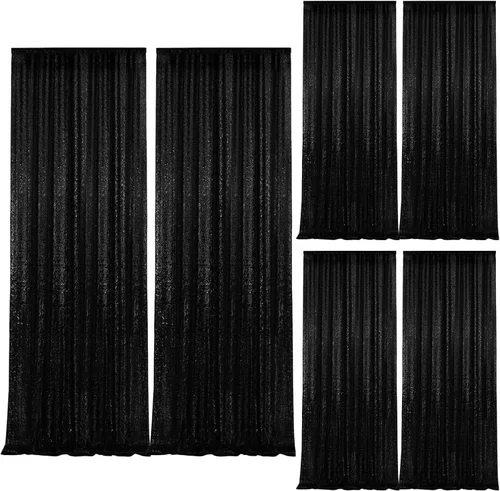 Vista 96 de 2 paneles de cortinas de fondo de lentejuelas verdes de 8 pies, cortinas de fondo de fotografía con purpurina para decoración de Navidad, boda