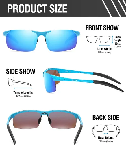 Vista 105 de Duco - Gafas de sol deportivas polarizadas para hombre con protección UV 8177s