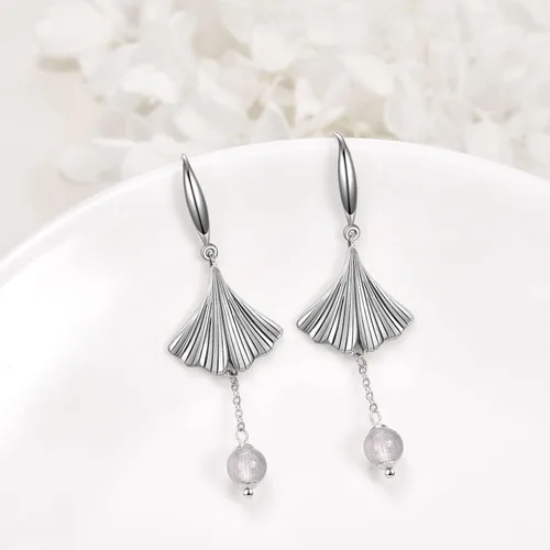 Vista 4 de ButterflyEvil EyeGinkgo Leaf Earrings Sterling Silver Moonstone Dangle Earrings Jewelry Gifts for Women