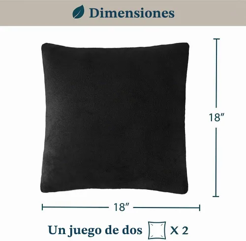 Vista 6 de PAVILIA Fundas de Almohada Decorativas Negras 18x18 Juego de 2, Fundas de Cojines Decorativos para Cama Sofá Sillón, Decoración de Acento Estético