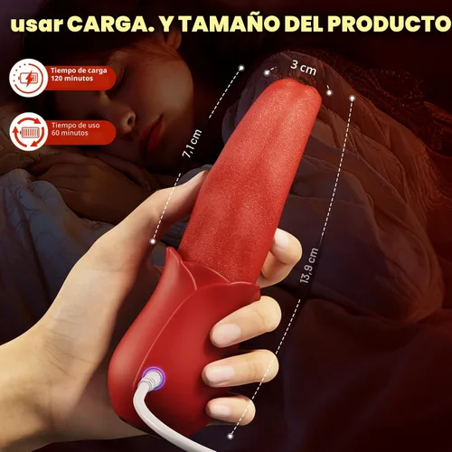 Vista 6 de Vibrador de juguetes sexuales para adultos para mujeres, vibrador de punto G, consolador de rosa, juguetes sexuales con 10 lamidas y 10 modos