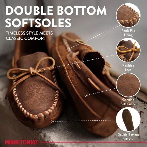 Vista 3 de Minnetonka Suela suave de doble parte inferior para hombre, Marrón