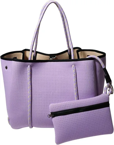 Vista 35 de POPUPS Bolso grande de neopreno para mujer - Bolso de mano de diseñador para todos los días, para el trabajo, la playa y viajes con bolsillos