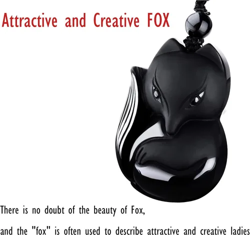 Vista 4 de COMPONALL Fox Obsidian Necklace for Women, Fox Jewelry for Girls Gemstone Necklaces Pendant for Women Healing Crystal Necklace Protection Amulet