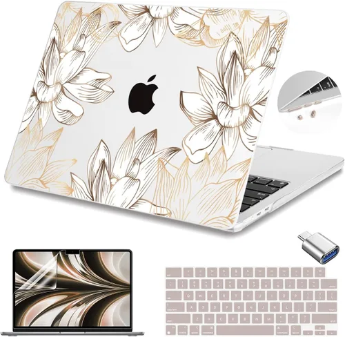 Vista 29 de Teryeefi Funda rígida para MacBook Air M3, M2, M4, MacBook Air de 13 pulgadas 2025, 2024, 2023, 2022, versión A3240, A3113, A2681, carcasa rígida