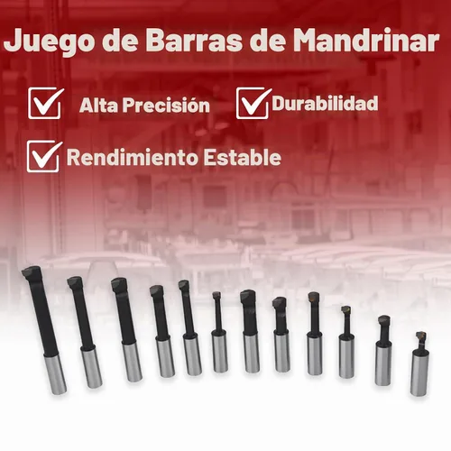 Vista 2 de findmall Juego de 12 barras de mandrinar con punta de carburo C6 de diámetro de vástago de 3/4 de pulgada