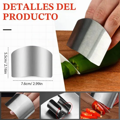 Vista 4 de Protector de dedos de acero inoxidable, protector de dedos mejorado 2025 para cortar alimentos, herramienta segura para cortar, cortar en cubitos