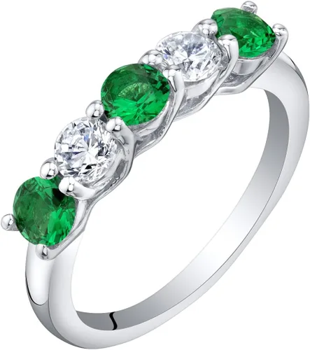Vista 11 de PEORA Anillo de plata de ley 925 con diseño de enrejado de cinco piedras para mujer en varias piedras preciosas, 0.138 in de ancho, tamaños 5 a 9