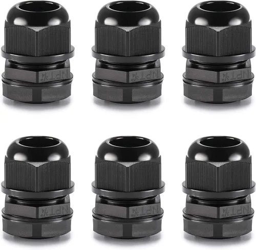 Vista 11 de QILIPSU Prensaestopas de nailon NPT de 1/2, impermeable, IP68 ajustable, para cable de 0.236-0.472 in de diámetro (1/2 NPT, 12 unidades)