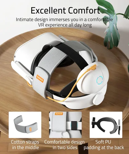 Vista 2 de Syntech Correa de cabeza VR con batería compatible con accesorios MetaOculus Quest 2 banco de energía desmontable de 10000 mAh correa de cabeza