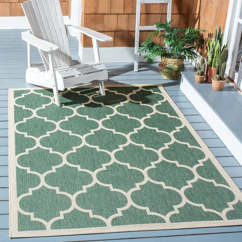 Vista 28 de SAFAVIEH Courtyard Collection - Alfombra decorativa de 2 x 3 pies 7 pulgadas, verde oscuro y beige, no desprende pelusa y de fácil cuidado
