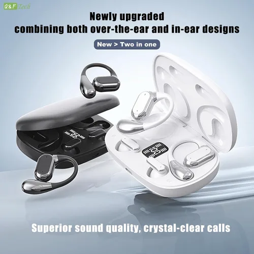Vista 2 de Q&F Tech TWS - Auriculares inalámbricos Bluetooth que incluyen auriculares abiertos e intraurales, mini auriculares True Touch, llamadas de voz