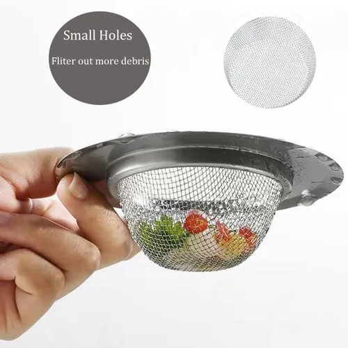 Vista 6 de Colador de fregadero de acero inoxidable de malla fina para fregadero de cocina, borde ancho grande de 4.3 pulgadas de diámetro, 2