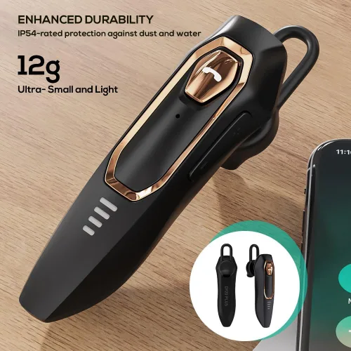 Vista 3 de Auriculares de un solo oído Bluetooth con cancelación de ruido inalámbrica, tiempo de conversación de 30 horas, micrófono con cancelación de ruido