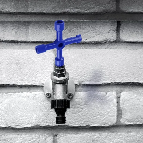 Vista 7 de Waziaqoc Llave multifuncional de 4 vías (paquete de 3), llave cruzada universal triangular de aleación de zinc/cuadrada para medidor de agua