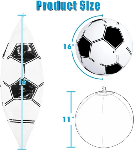 Vista 2 de Pelotas de playa de fútbol para niños: paquete de 12 pelotas inflables de playa a granel para piscina hawaiana tropical – 16 pulgadas temática