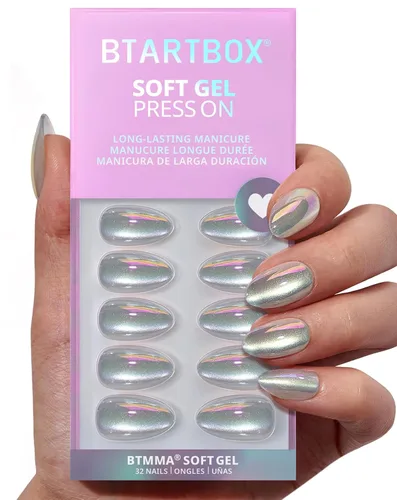 Vista 28 de BTArtbox - Uñas a presión, color crema de vainilla, cuadrado corto, melocotón degradado, 32 unidades 2+ Weeks Wear, Salon-Quality Natural Nails