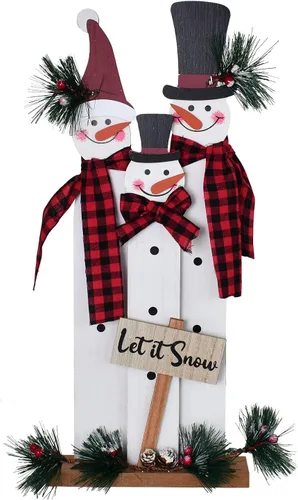 Vista 8 de Decoración de mesa de Navidad de madera, letrero decorativo de muñeco de nieve de madera, centros de mesa de Navidad, decoración de vacaciones