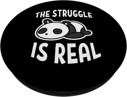 Vista 2 de Lazy Panda The Struggle Is Real Funny Panda PopSockets - Agarre y soporte para teléfonos y tabletas, Negro
