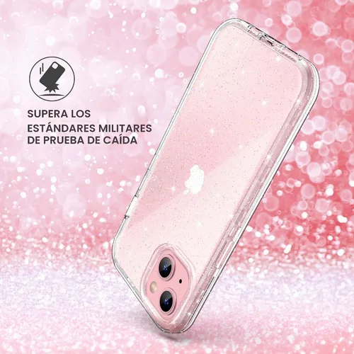 Vista 4 de ULAK - Funda compatible con iPhone 15 Plus, transparente, con purpurina a brillo claro