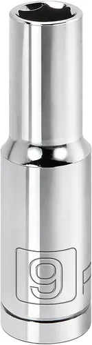 Vista 11 de Powerbuilt 3/8 de pulgada x 1/2 pulgada SAE Deep Socket, 12 puntos, cromo-vanadio, marca de tamaño - 940046