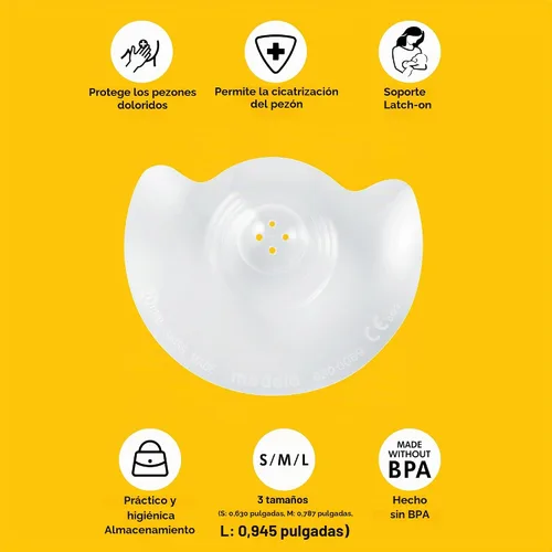Vista 5 de Protector de pezón adherible para alimentación con pecho, de Medela , M, Estándar
