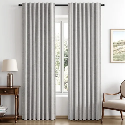 Vista 59 de MIULEE Cortinas de lino 100% opacas para dormitorio, marfil sólido, decoración de lujo, aislamiento térmico, cortinas oscurecedoras para sala