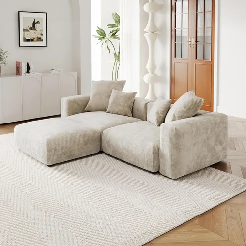 Vista 20 de JACH Sofás Seccionales de Pana para Sala de Estar, Sofá Seccional Modular con Otomanas Chaise, Fundas de Cojines Removibles, Sofá Cama Moderno