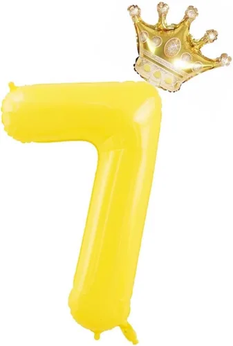 Vista 9 de Globos amarillos grandes de 40 pulgadas con corona, globos de helio de aluminio del número 3, decoraciones de tercer cumpleaños, suministros