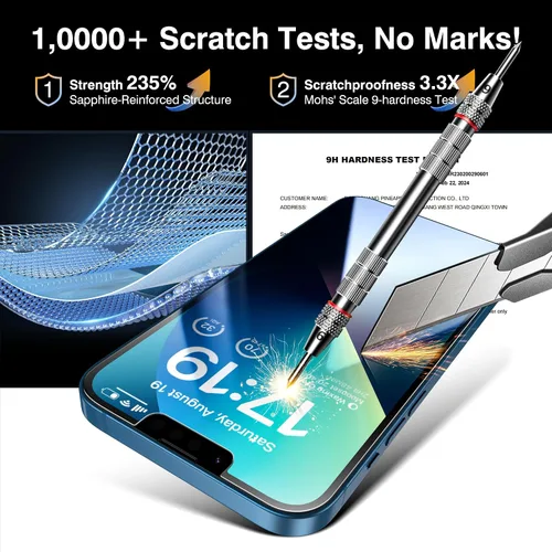 Vista 5 de EZ-GLAZ - Paquete de 4 + 2 protectores de pantalla de privacidad para iPhone 13 [6.1 pulgadas] con protector de lente de cámara