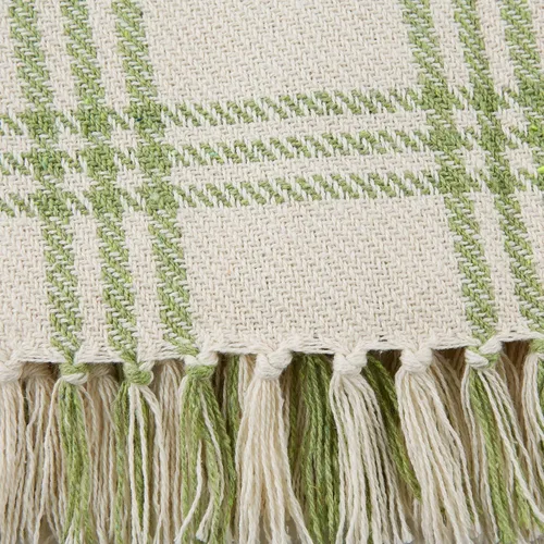 Vista 3 de DII Modern Farmhouse Plaid Collection - Manta de algodón con flecos, 50 x 60 pulgadas, color blanco/verde antiguo