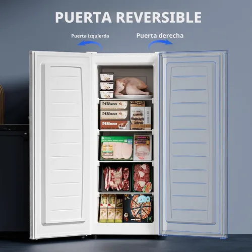 Vista 6 de Antarctic Star Congelador vertical de 6.0 pies cúbicos, congelador compacto con control de 7 temperaturas, estantes de vidrio extraíbles, patas