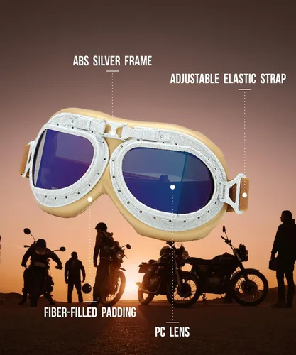 Vista 3 de CRG Sports Gafas de motocicleta estilo aviador vintage estilo piloto motocicleta crucero scooter gafas para hombre, mujer, adulto
