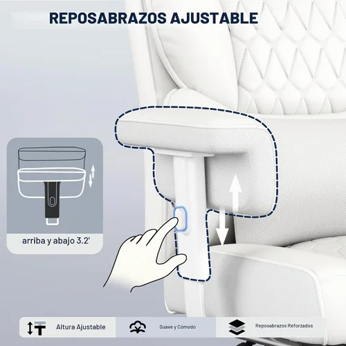 Vista 4 de Misolant Silla de oficina grande y alta con reposapiés, silla de escritorio ejecutiva de respaldo alto con reposabrazos de elevación ajustable Todo
