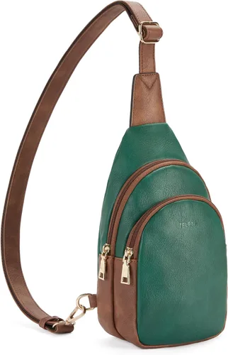 Vista 28 de Telena Riñonera pequeña para mujer, de cuero, cangureras, bolsa de pecho para mujer