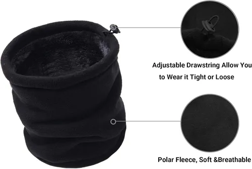 Vista 3 de Bufanda de invierno de doble capa de forro polar para el cuello, calentador de cuello, bufanda, máscara facial, gorro
