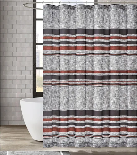 Vista 4 de London Fog Warren - Juego de edredón de 3 piezas de poliéster gris y negro, a rayas, 100% poliéster, para hombres y mujeres, certificado Oeko-TEX