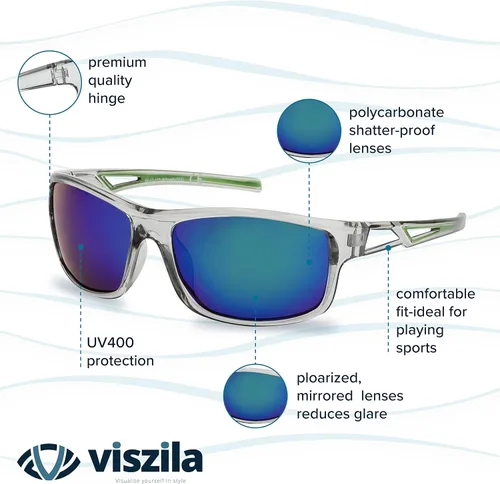 Vista 4 de Viszila Premium Sports Polarized Sunglasses for Men. With UV Protection. Wraparound Style Great for Driving, Biking & Running