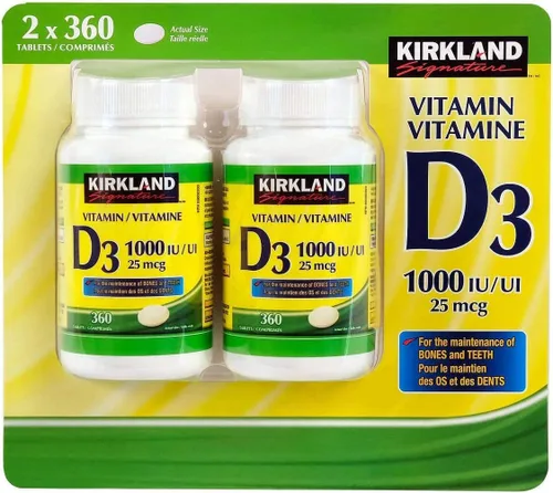 Vista 4 de Kirkland Signature Vitamina D3 1000 UI, 360 Tabletas
